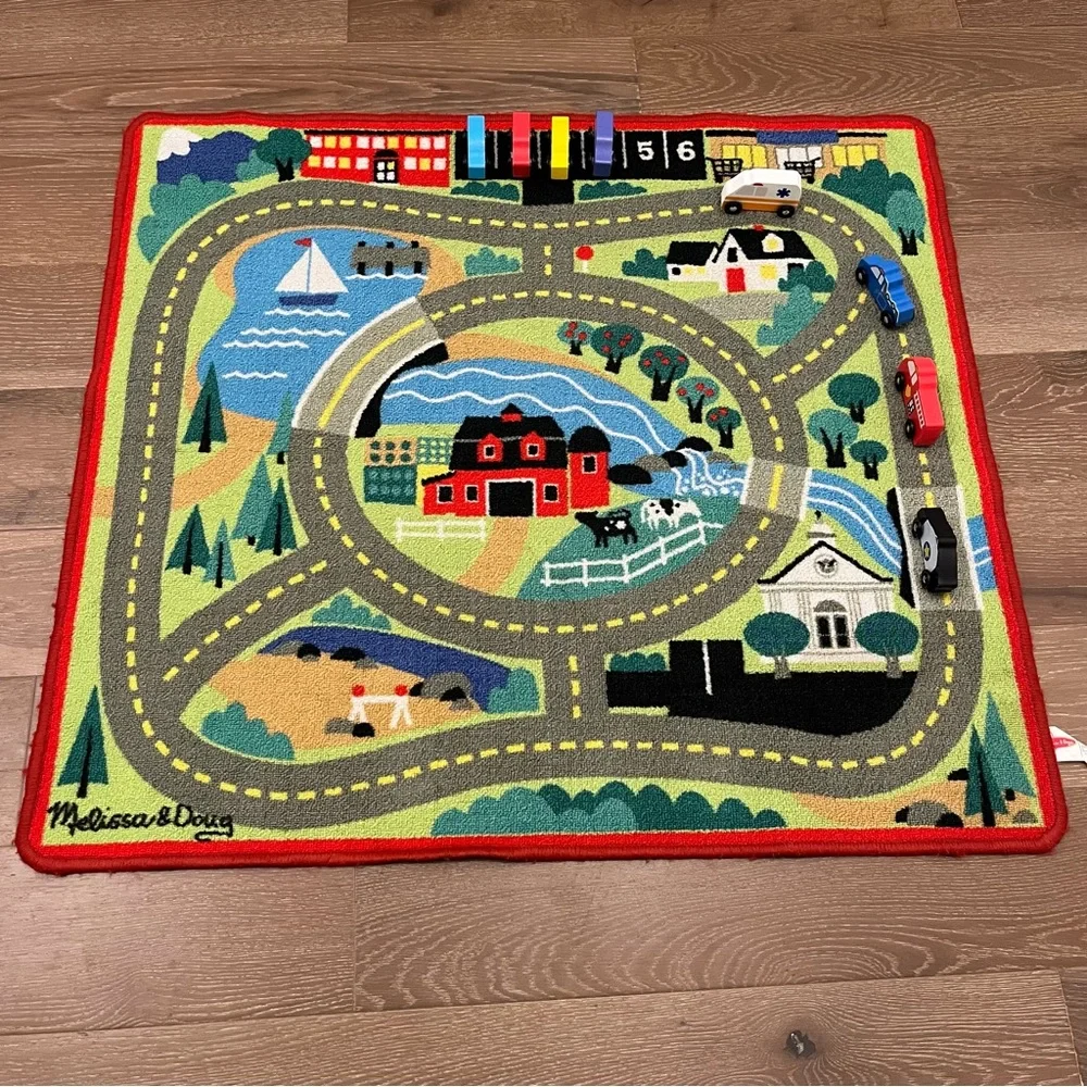 🌸 Melissa & Doug Colorful Town Country Play Mat With Cars